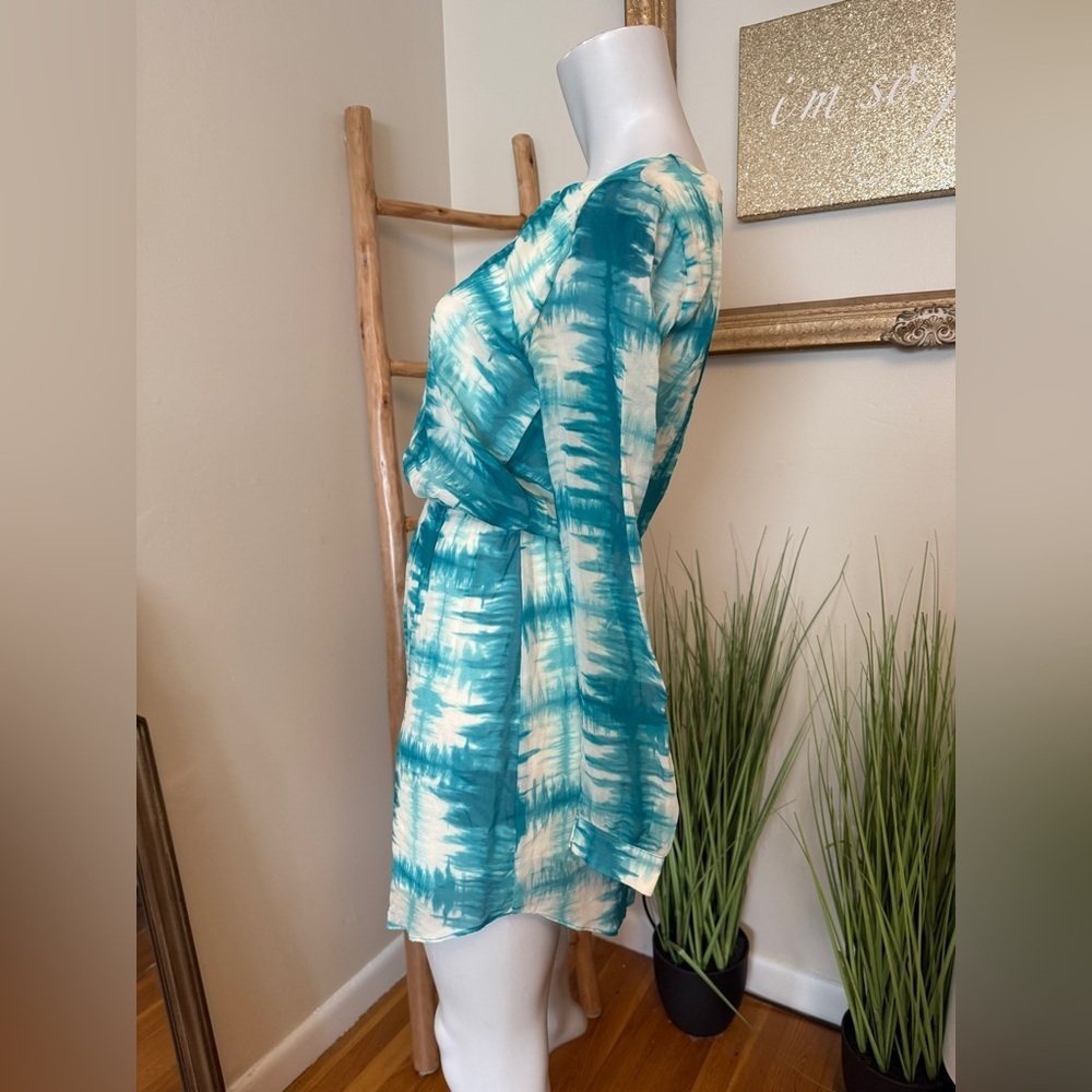 Rory Becca Revolve Ladera Open Back Teal Tie-Dye Long Sleeve Dress Small - Picture 5 of 8